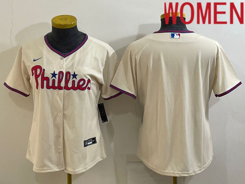 Women Philadelphia Phillies Blank Cream Game Nike 2022 MLB Jersey